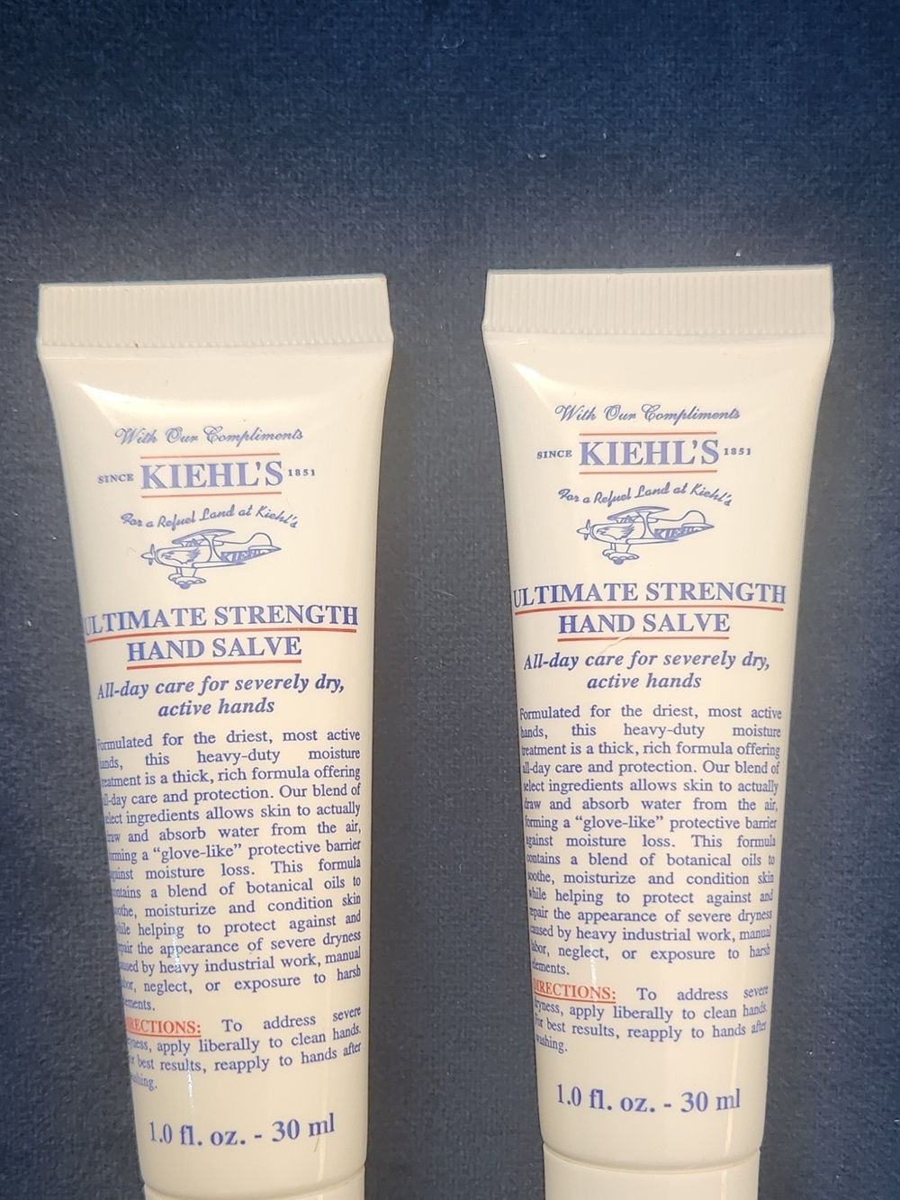 Kiehl's Ultimate Strength Hand Salve - White Tube Pair with Blue Text